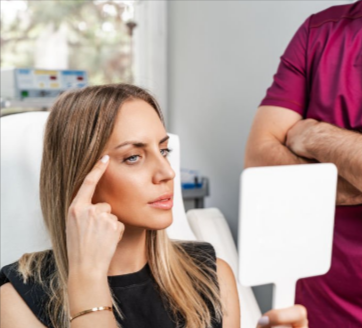 Aplicación de tratamiento neuromodulador facial en consulta